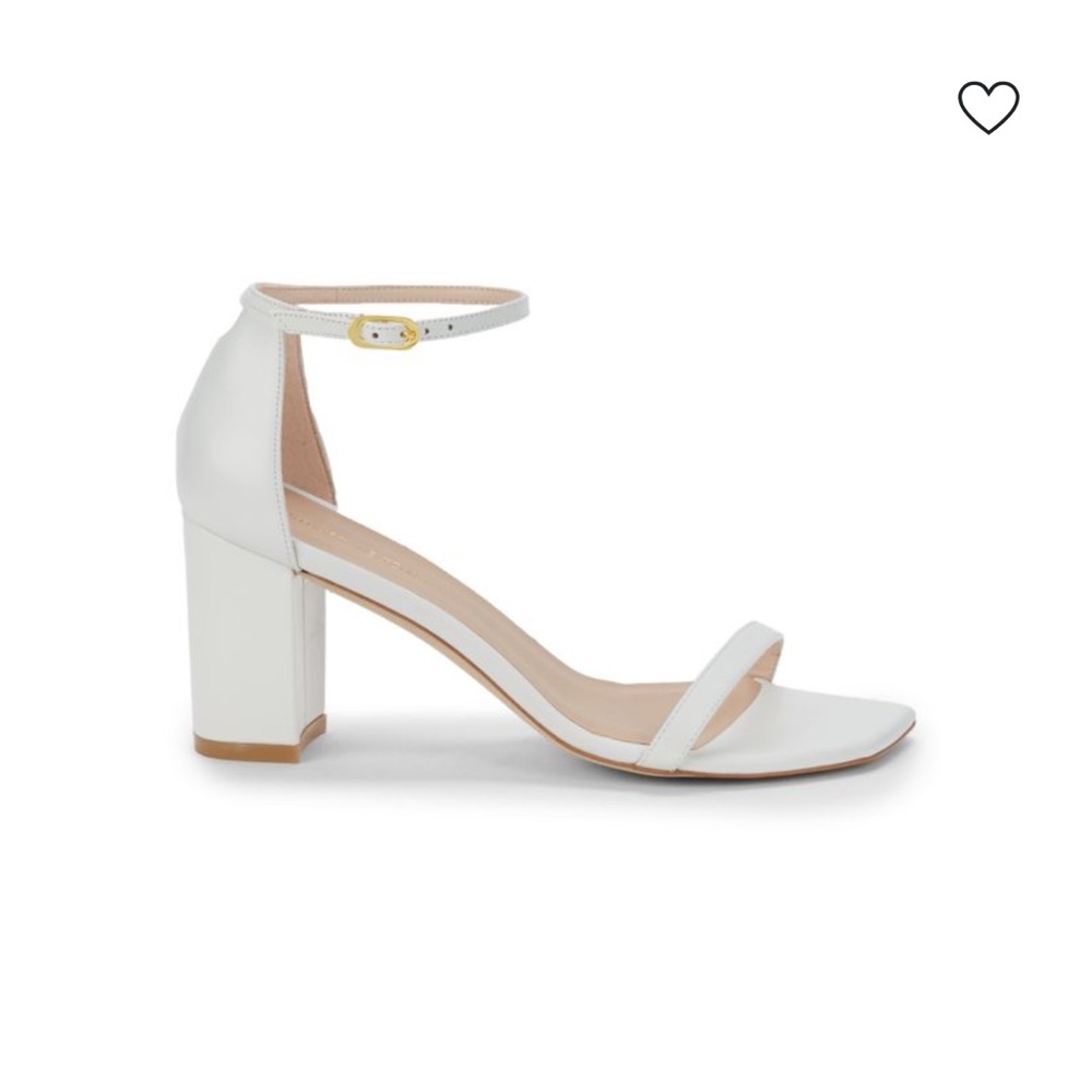 STUART WEITZMAN NEW Size 9.5
Amelina Leather Block-Heel Sandals white